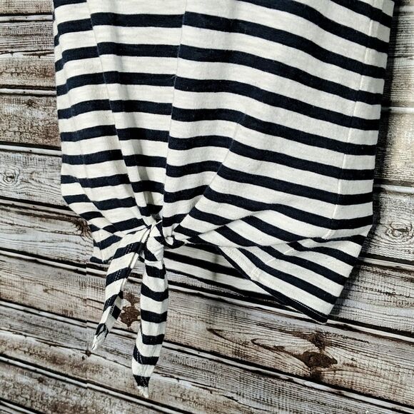 J. Crew | Navy & White Striped Tie Waist Pocket T-shirt | XXS - Picture 5 of 8